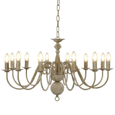 VIDAXL Lustre Blanc antique 12 ampoules E14  Blanc