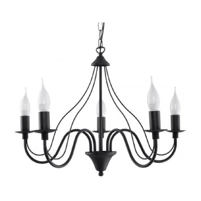 SOLLUX LIGHTING Lustre MINERWA acier noir 5 ampoules