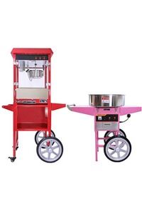 KUKOO Machine &agrave; barbe &agrave; papa et machine &agrave; pop-corn avec chariots