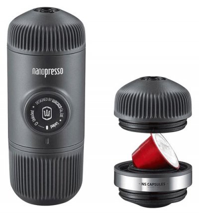 WACACO Machine &agrave; caf&eacute; portable Nano Presso grise et adaptateur Nespresso 