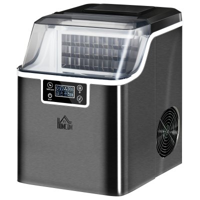 HOMCOM Machine &agrave; gla&ccedil;ons - 130w 3,2l 20kg24h 24 gla&ccedil;ons14-18min - r&eacute;servoir glace 1,2kg - acier noir