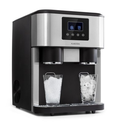 KLARSTEIN Machine &agrave; gla&ccedil;ons & glace pil&eacute;e - 18kg /24h - 2 tailles de cube - Argent