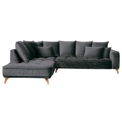  Maison Aubertin Canap&eacute; Tissu Angle Gauche Gris fonc&eacute; Altamo - 4 Places