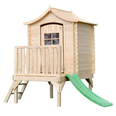 TIMBELA Maison sur pilotis pour enfants avec toboggan 1.1m2