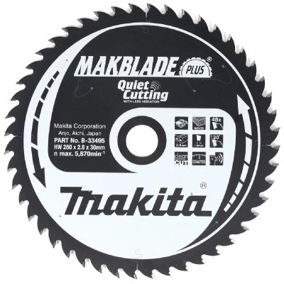 MAKITA MAKBLADE+ B-33495 Lame de scie circulaire au carbure 260 x 30 x 1 mm Nombre de dents: 48
