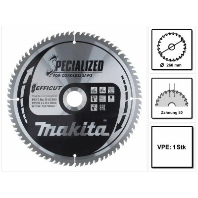 MAKITA  EFFICUT Lame de scie 260x30 mm, 80 dents - B-67290