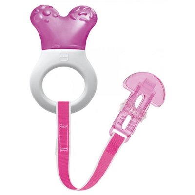 MAM  Anneau de dentition r&eacute;frig&eacute;rant avec attache +2mois jaune