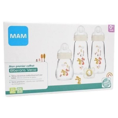 MAM  Coffret 3 Biberons + Sucette Silicone 0-6 mois