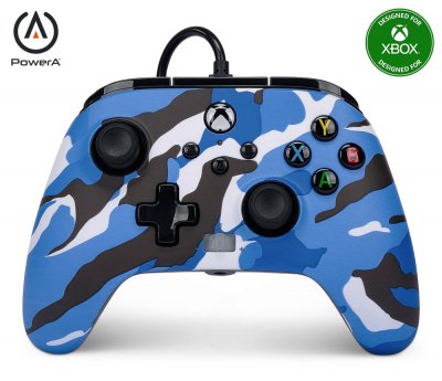 POWERA Manette filaire am&eacute;lior&eacute;e pour Xbox Series X/S  Camouflage bleu