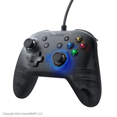 JUST FOR GAMES Manette filaire dreamGEAR Shadow pour Nintendo Switch/Mod&egrave;le OLED/PC Noir transparent