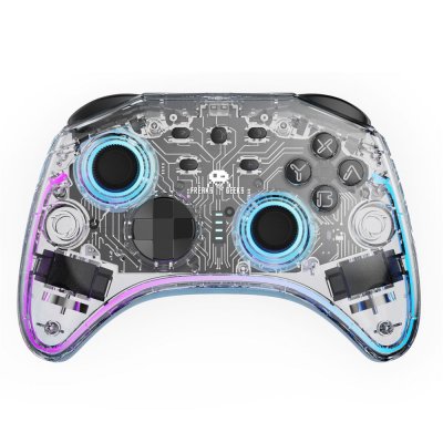 FREAKS AND GEEKS Manette Sans Fil Pour Nintendo Switch - Transparente &Agrave; Led - C&acirc;ble 1m