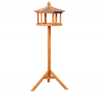 HOMCOM Mangeoire sur pied nichoir &agrave; oiseau bois 113cm