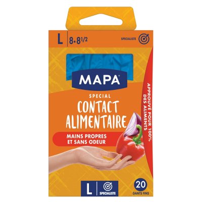 MAPA  Boite de 20 Gants Fins Contact alimentaire - Taille L-8/8.5