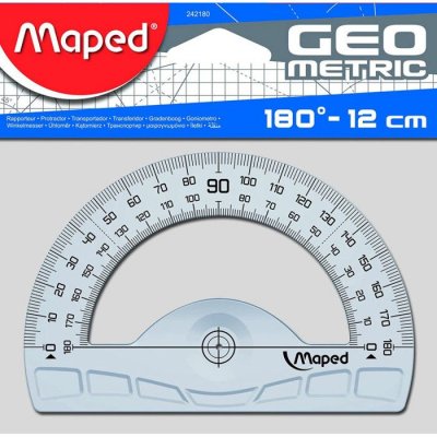 MAPED   Rapporteur Demi-Circulaire G&eacute;om&eacute;trique 180 D&eacute;gr&eacute;s Noir