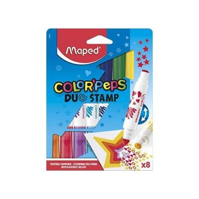 MAPED  Papeterie, Feutre, Couleurs Assortis, x8 Duo Stamp Felt Pens