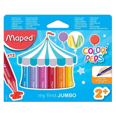 MAPED  Wachsmalstifte Colorpeps Wax Jumbo, 12Er Kartonetui M861311