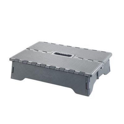 MAXIMEX Marche pied pliable antid&eacute;rapant en plastique - gris - max 250 kg - h 10 x l 40 cm 