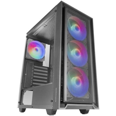 MARS GAMING  MC-AIR ATX Boitier Gaming 4x Ventilateurs FRGB 12cm Avant Mesh Verre Tremp&eacute; Noir