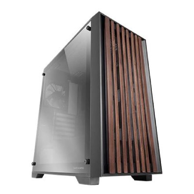 MARS GAMING  MC-WOOD ATX Bo&icirc;tier PC Panneau Avant en Bois Verre Chrom&eacute; Ventilateur FDB 12 cm Noir