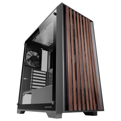 MARS GAMING  MC-WOOD ATX Bo&icirc;tier PC Panneau Avant en Bois Verre Tremp&eacute; Ventilateur FDB 12 cm Noir