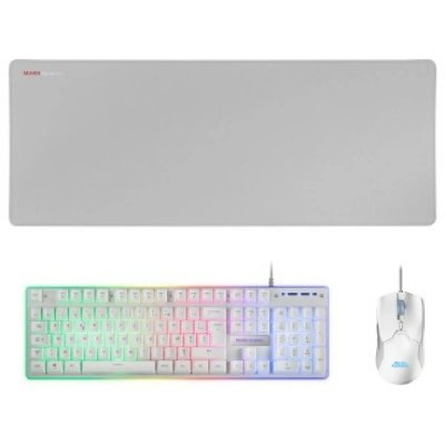 MARS GAMING  MCPXWFR clavier Souris incluse USB Fran&ccedil;ais Blanc