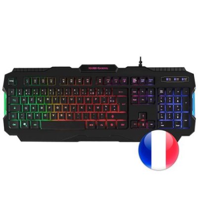 MARS GAMING  MRK0, Clavier Gaming Antighosting, RGB Rainbow, Layout Fran&ccedil;ais