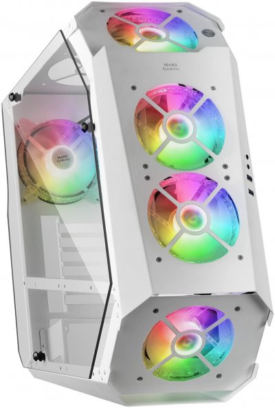 MARS GAMING  Premium Mc51 Rgb Crystal Tower Case Blanc
