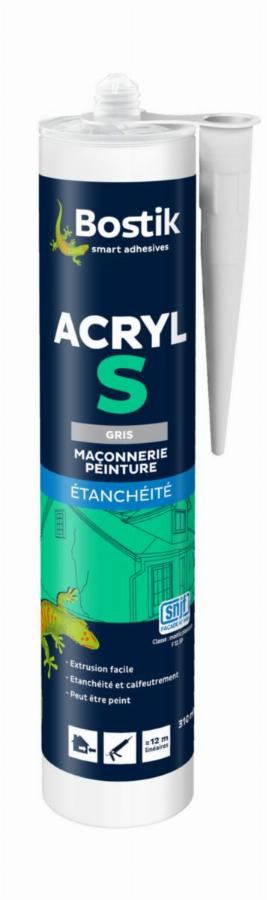 BOSTIK Mastic acrylique  Acryl S - Gris - Cartouche 310 ml - 30613664