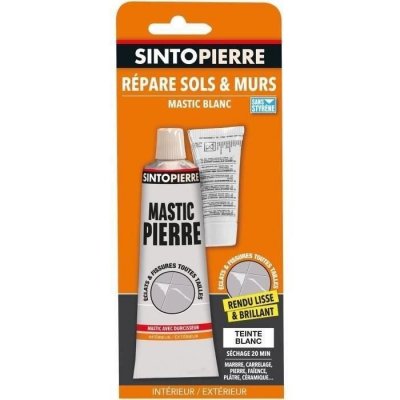 SINTO Mastic polyester pierre blanc en tube de 66 ml