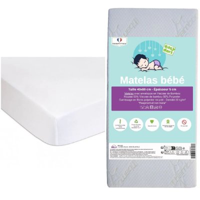 EASY DORT Matelas 40x80 + 2 al&egrave;ses coton bio 3700785605335