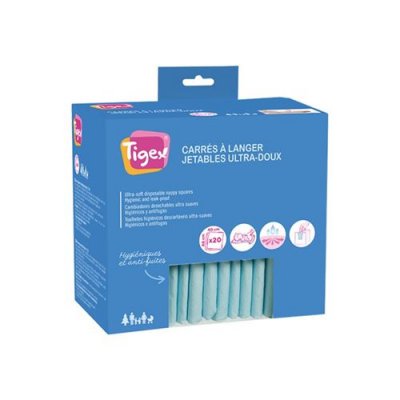 TIGEX Matelas &Agrave; Langer Jetables Ultra-doux - 40x60cm  - Le Lot De 20 Carr&eacute;s