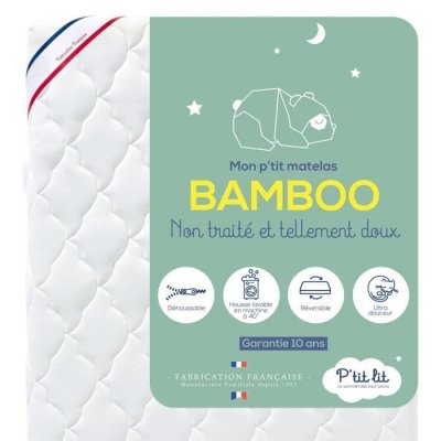 P TIT LIT Matelas b&eacute;b&eacute; d&eacute;houssable ultra-doux BAMBOO 60x120
