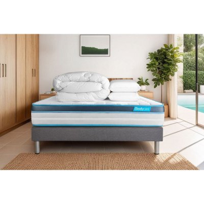 BODYCARE Matelas + sommier 140x190 + couette + 2 oreillers  BodyFit