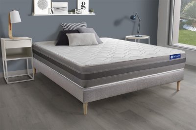 ACTISOM Matelas + sommier 140x190 ressorts ensach&eacute;s et m&eacute;moire de forme  - Actiflex relax