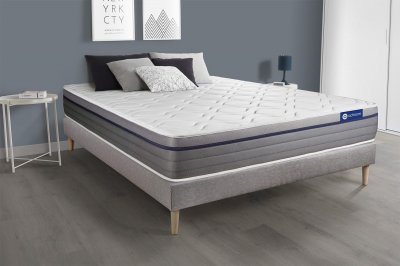 ACTISOM Matelas + sommier 140x190 ressorts ensach&eacute;s et m&eacute;moire de forme  - Actiflex zen