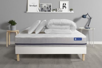 ACTISOM Matelas + sommier 140x200 + couette + 2 oreillers  - Actimemo soft