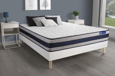 ACTISOM Matelas + sommier 160x200 ressorts ensach&eacute;s et m&eacute;moire de forme  - Actiflex ergo