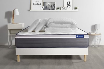 ACTISOM Matelas + sommier 200x200 + couette + 2 oreillers  - Actilatex plus