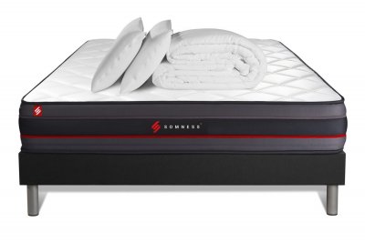 SOMNESS Matelas + sommier 200x200 + couette + 2 oreillers Regen