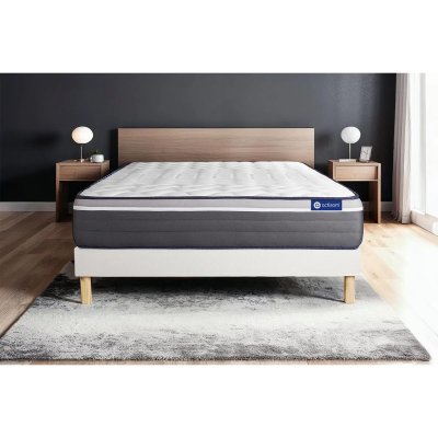 ACTISOM Matelas + sommier 90x190 ressorts ensach&eacute;s et m&eacute;moire de forme  - Actiflex plus