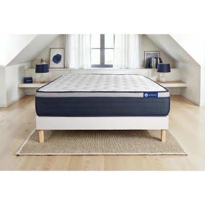 ACTISOM Matelas + sommier 90x200 ressorts ensach&eacute;s et m&eacute;moire de forme  - Actiflex max