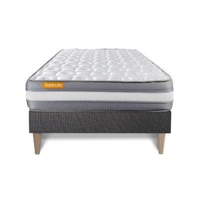 SEPTNUITS Matelas + sommier kit gris 90x190 Memo Plus M&eacute;moire de forme