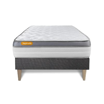 SEPTNUITS Matelas sommier kit gris Memo Zen Mousse a memoire de forme MAXI epaisseur