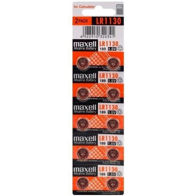 MAXELL  Lot de 10 piles bouton alcalines LR1130 1,5 V