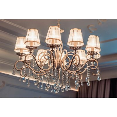 MAYTONI  Lustre Grace blanc avec abat-jour, &agrave; dix lampes