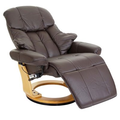 MENDLER MCA fauteuil relax Calgary 2, fauteuil de t&eacute;l&eacute;vision, cuir, charge 150kg ~ marron, nature