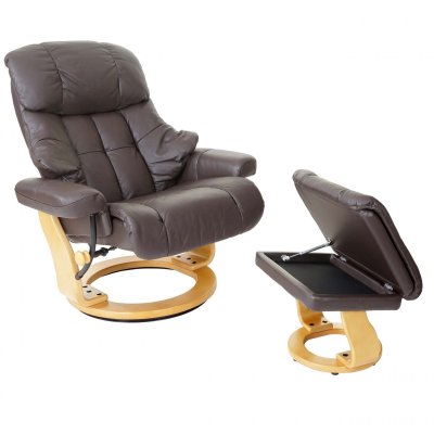 GENERIQUE MCA fauteuil relax Calgary XXL cuir charge 180kg marron brun naturel