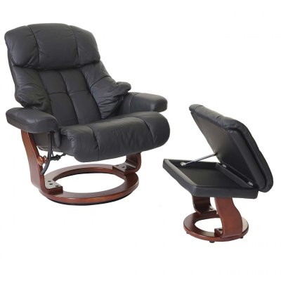 GENERIQUE MCA fauteuil relax Calgary XXL cuir charge 180kg noir aspect noix