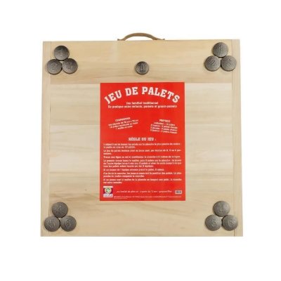 MECABOIS  Jeu de Palet Complet - 12 plates &agrave; lancer et planche en bois (Jeu Breton)