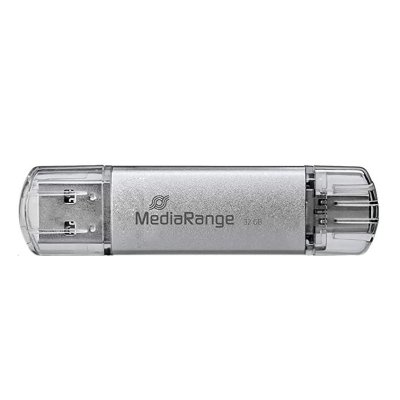 MEDIARANGE  MR937 Cl&eacute; USB 64GB Argent Combo Flash Drive USB 3.1 + Typ C